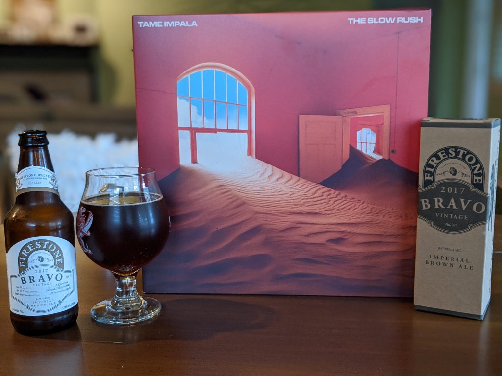 Family portrait of Tame Impala's Slow Rush and Firestone Walker's Bravo